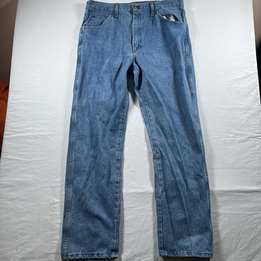 LEGENDARY GOLD BLUE JEANS LIGHT WASH BAGGY STRAIGHT Y2K BLUE JEANS SIZE 36X32